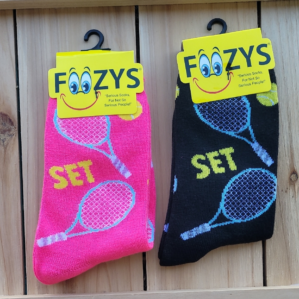 NWT Foozy's Women's Tennis Socks - Pink and Black 2 Pair Set